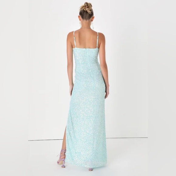 Lulus XL Remarkable Radiance Light Blue Iridescent Sequin Maxi Dress - Picture 12 of 12